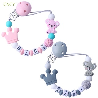 gncy baby care chupete clip no tóxico chupete con cuentas chupetes cadena lindo oso colorido silicona masticar juguete bebé dentición pezón alimentación