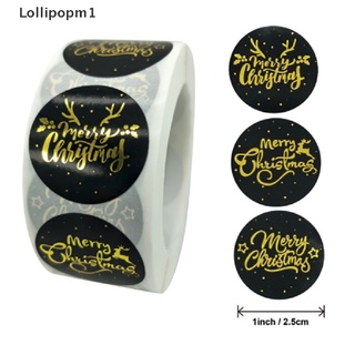 Lollipopm1 500pcs lámina de oro feliz navidad pegatinas sello etiqueta para fiesta DIY embalaje MY