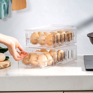 cajón para refrigerador caja de almacenamiento de huevos caja de plástico transparente gruesa doble capa transpirable (7)