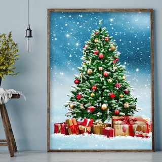 cod diamond pintura 5d diy árbol de navidad completo redondo taladro rhinestone imagen