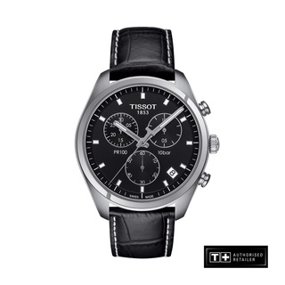 tissot pr100 reloj de cuarzo con correa de cuero negro para hombre - t101.417.16.051.00
