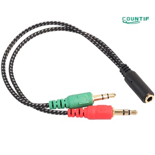 countif 3.5mm 2 Male Plug to 1 Female Jack Audio Mic Headset Splitter Adapter Cable