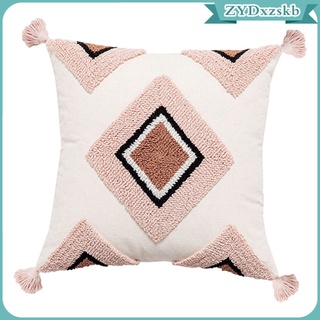 Woven Ins Style Throw Pillow Cover, Decorative Pillowcases Tufted with Tassels Cushion Covers for Farmhouse Sofa Couch Chair (2)