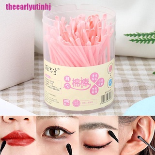 [theearly] 100Pcs Cotton Bud With Ear Pick Innovative Disposable Double Headed Cotton Swabs