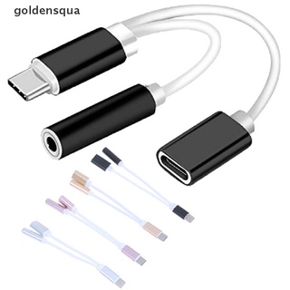 [goldensqua] Type c to 3.5 mm jack charger 2 in1 headphone audio jack usb c cable adapter .