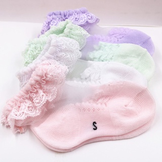 calcetines de encaje suave para bebé recién nacido/niñas/color sólido/calcetines transpirables para niños