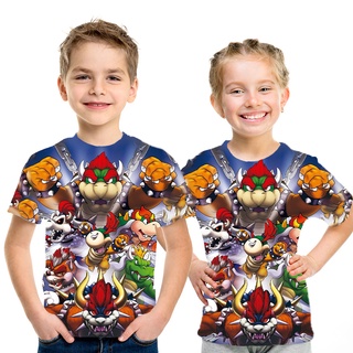 Super Mario Diseño De Dibujos Animados Divertidos Niños Impresión 3d Camiseta De Los casual Ropa , Niño tops , Y Niñas Camisetas