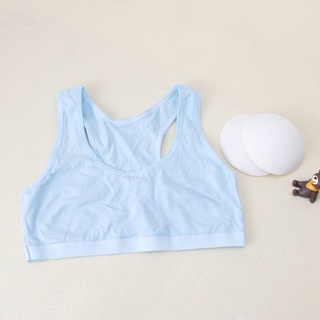 Lidu1 ropa interior de algodón para niñas/niños/ropa interior deportiva/sujetadores pequeños de entrenamiento de pubertad (9)