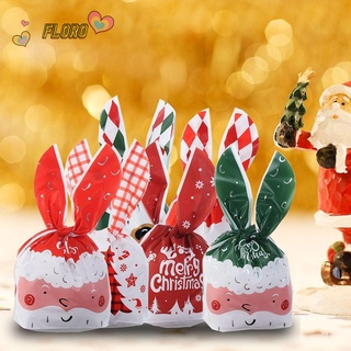 floro 10pcs año nuevo galletas bolsas de regalos caja feliz navidad caramelo bolsas conejo oreja larga santa claus decoración del hogar plástico caramelo treat bag