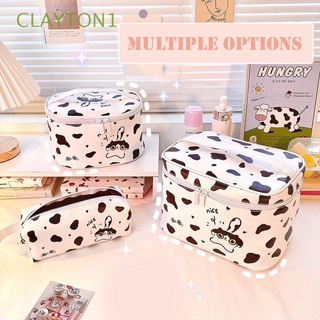 CLAYTON1 Cute Cosmetic Bag Portable Cosmetic Container Makeup Bag Travel Cow Pattern PU Outdoor Cartoon Storage Bag Toiletries Bag