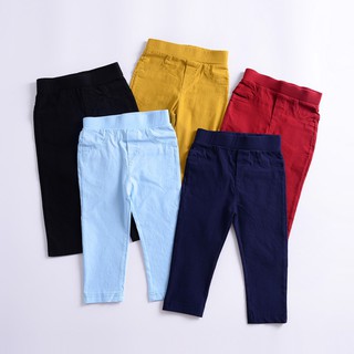 moda niños pantalones de color sólido elástico bebé niños niñas casual pantalones de 1-6 años de edad