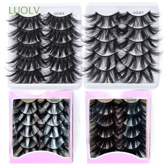 LUOLV SKONHED 5 Pairs Fashion False Eyelashes Vegan& Cruelty-free Dramatic Long 5D Faux Mink Eyelashes Wispies Fluffies Soft Thick Handmade Makeup Tools Lash Extension