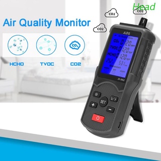 Cabezal Portátil De calidad De aire Co2 Tvoc Hcho Carbono Dioxide Medidor De Monitor De Temperatura y humedad Detector De gas W Ue Adaptador