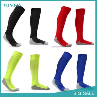 mjnoon - calcetines de fútbol deportivos para niños, transpirables, engrosados, antideslizantes, hasta la rodilla