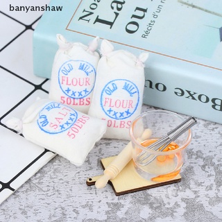 banyanshaw 1:12 casa de muñecas miniatura harina bolsas de sal batidor de huevos modelo de rodillo accesorios cl