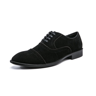 Tamaño 38-48 Hombres Formal Gamuza Puntiagudo Zapatos De Oficina De Negocios Brogues Cordones Negro