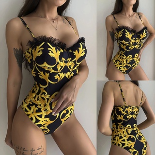 neiyiya mujeres sexy de una pieza de encaje impresión mono ropa de playa trajes de baño push-up bikini shein