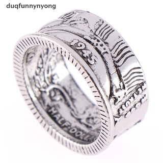 [duq] 1pcs anillos de monedas hechos a mano vintage morgan plata medio dólar 1945 joyería tallada