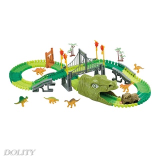 [DOLITY] Dinosaurio ferroviario coche pista de carreras de juguete curva Flexible pista de carreras (5)