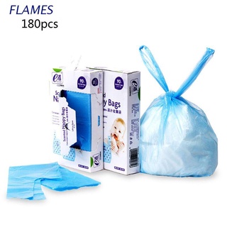 Fl bolsa de basura de pañales de eliminación ecológica bolsas de pañales con asas de corbata -2 x paquetes de 90 (Total 180 bolsas de eliminación) (1)