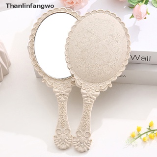 [tfnl] vintage tallado de mano espejo de tocador maquillaje espejo mano espejo mango cosmético asf