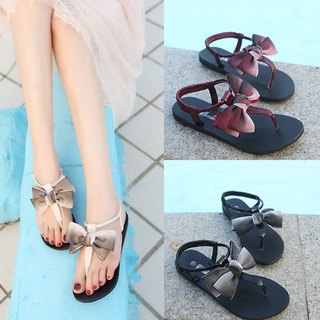 0913d moda verano de las mujeres sandalias flip flops tacón plano casual zapatos con bowtie