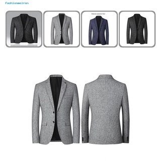 fashionmeiren Streetwear Men Jacket Handsome Pockets Suit Coat Single Breasted for Wedding