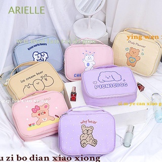 ARIELLE Ins Kawaii Makeup Bags Women Storage Toiletry Bag Bear Cosmetic Bags Portable Embroidery Travel Organzier Wash Handbags Casual Cartoon Cosmetic Cases