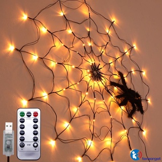 halloween led araña web cadena de luz con control remoto decoración red iluminación impermeable tomargotf