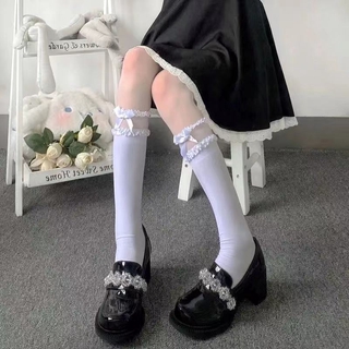 Lolita calcetines para niñas estilo mujer dama rodilla calcetines estudiantes acogedor suave