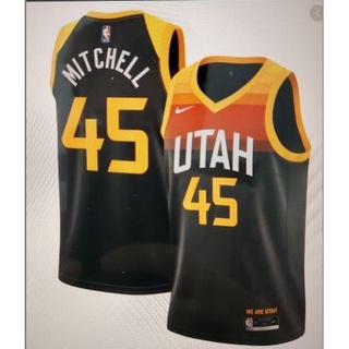 [caliente Prensado]mitchell Utah Jazz No.45 NBA jersey 2021 temporada city edition negro baloncesto jersey prensa caliente jersey