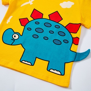 Nueva camiseta infantil verano niños manga corta dinosaurio dibujos animados top (4)