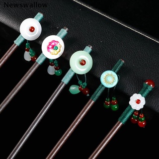 【NS】 Chinese Style Wooden Chopsticks Hair Stick Handmade Vintage Flower Hair Pins 【Newswallow】