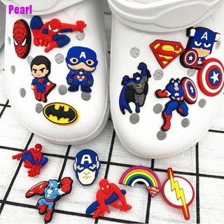 [Pearl] 10 piezas Spiderman Crocs DIY dibujos animados zapatos encanto para Crocs zapatillas de estilo aleatorio