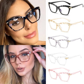 Gafas de mujer marco de moda interior ordenador gafas mujeres ojo de gato Color luz transparente Retro transparente gafas
