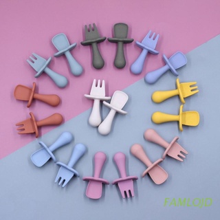 famlojd cuchara de alimentación de bebé tenedor conjunto de silicona suave alimentación vajilla conjunto seguro de entrenamiento cuchara para bebé niñas niños