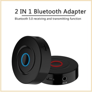 Adaptador Portátil 2 en 1 Bluetooth-compatible 5.0 transmisor De Recarga 3.5mm Aux/Tv/Pc/altavoz De automóvil/audio Redondo inalámbrico Bluetooth