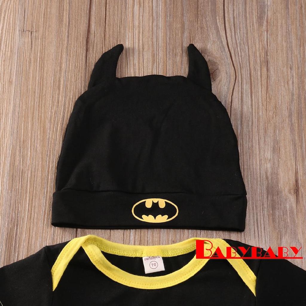 AMA-Recién Nacido Bebé Niños Ropa Mameluco Zapatos Sombrero Batman Trajes (6)