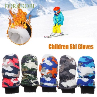 FORADORI Comfortable Warm Mitts Furry Gloves Skiing Mittens Snow Snowboard Winter Camouflage Green Outdoor Kids Skating Thicken/Multicolor