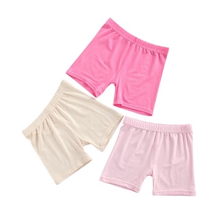✡Mp❁3 piezas pantalones de seguridad de verano para niñas, niños antivaciados elásticos de Color sólido pantalones cortos de altura media