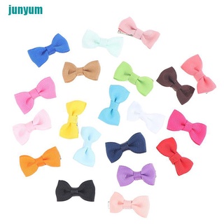 【um】20Pcs/lot 1.3 inches Solid Ribbon Hair Bows With Clip For Girls Mini Hairpins