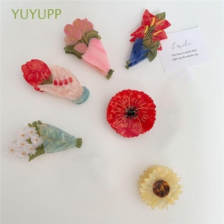 yuyupp joyería margarita flor tulipán horquilla acetato garras de pelo clips de pelo accesorios de las mujeres headwear moda tocado accesorios niñas rosa flor