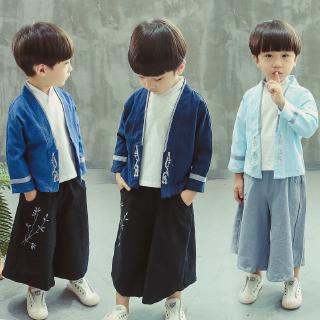 Estilo retro niño Hanfu traje nueva niña de algodón y lino Hanfu falda de los niños Tang traje de 3 piezas conjunto
