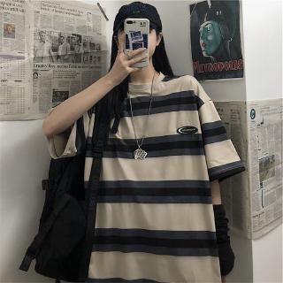 whjapan station 2020 media longitud ropa de verano rayas nueva camiseta de manga corta mujer blusa suelta estudiante top murah bajufone de ouvido bluetooth lgiq