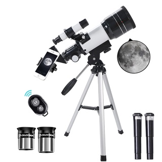 Telescopio astronómico 70 mm Refractor telescopio de observación de luna para astronomía principiantes 15X lente 50X con visor
