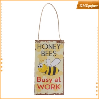 Vintage Rectangle Honey Bees Busy at Work Wooden Sign Apiary Hanging Plaque Board