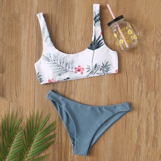 Trajes De Baño Beachwear Floral Traje Bikini Impresión Conjunto Acolchado Mujeres Push-Up Tankinis