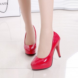 💗Promoción💗4 colores de las mujeres de tacón alto de cuero de la PU zapatos de trabajo plataformas (7)