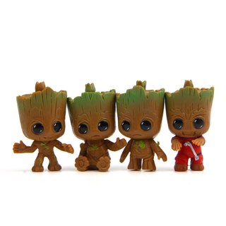 4 piezas Mini Tree Man Groot muñecas juguetes guardianes de la galaxia decoración de escritorio (4)