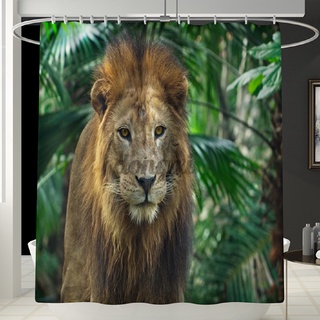 ON SALE 4/3/1pcs Lion Shower Curtain Skidproof Bathroom Rugs Toilet Lid Cover Bath Mat Rug Set